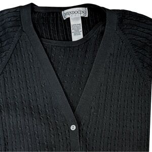 Mendocino Black Cable Knit Shell + Cardigan Twinset – Size XXL